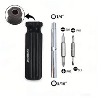 Tournevis réversible plat et cruciforme 6-en-1 avec embouts à douilles 3/16, 5/16, 1/4 et 5/16 pouces, tournevis multifonctionnel