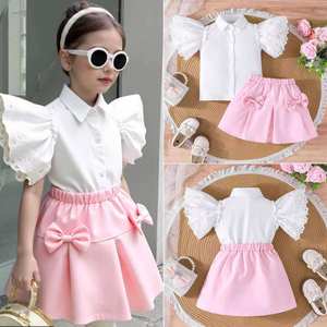 Conjunto de Roupas Infantis Personalizado para Meninas com Camisa de Manga Larga e Saia com Laço para o Verão de <span class=keywords><strong>2026</strong></span> - Product Image 2