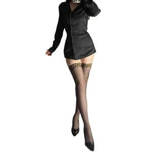 Lace Trimmed Thigh High Stockings 0D Ultra Thin Transparent For Women Nightclub Clubbing Shaping Anti Exposure Solid Color - Product Image 5