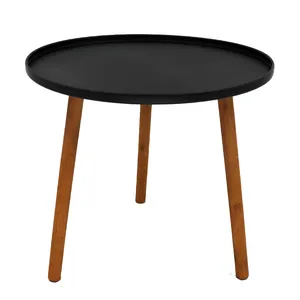 Black Ethiopian Customized Wooden Home Furniture Nordic Living Room Wood Round Smart Modern Table Set Coffee Tables