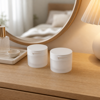 Pots cosmétiques vides économiques, pots pour crème pour le visage, surface personnalisée, emballage OEM, étiquette privée, pot rond en plastique PP avec couvercle à clapet