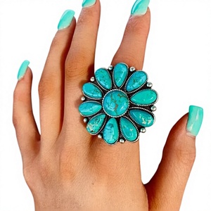 Anillo Clásico de Piedra Preciosa Turquesa Luna Nueva, Plata de Ley 925 con Engaste de Barra, Joyería de Aniversario, Certificado CNAS - Product Image 1