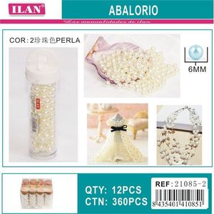 Cuentas Ilan de 6 mm, color blanco perla, para la elaboración de joyas, 12 unidades por tubo - Product Image 3