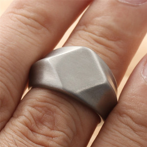 Geometric Titanium Steel <b>Ring</b> <b>Silver</b> Men's Retro Punk Style Jewelry Gift 16034 - Product Image 4