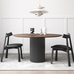 Căn hộ Cỡ Nhỏ bàn tròn cổ điển Pháp bàn ăn gỗ rắn vỏ quả óc chó hộ gia đình bàn xoay Bàn Ăn Tròn pj24120 - Product Image 2