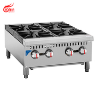 Cuisinière professionnelle en acier inoxydable robuste pour cuisine commerciale, 4 brûleurs, plaque chauffante à gaz en fonte GHP-4W