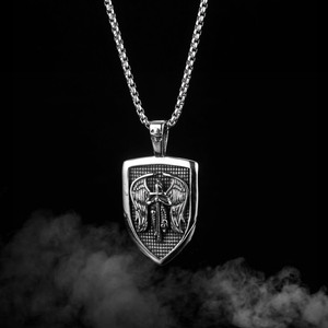 Gioielli Vintage in <span class=keywords><strong>acciaio</strong></span> inossidabile angelo di scudo ala croce collana uomo - Product Image 5