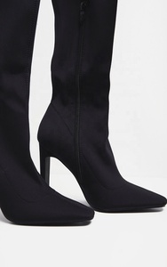 Bottes hautes pour femmes à talons épais, motif serpent gris, avec fermeture éclair latérale, bout pointu, au-dessus du genou, sexy - Product Image 4