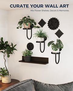 Support mural <span class=keywords><strong>carré</strong></span> en <span class=keywords><strong>métal</strong></span> thermolaqué pour plantes d'intérieur, étagères de fenêtre, installation facile pour salon et balcon - Product Image 6