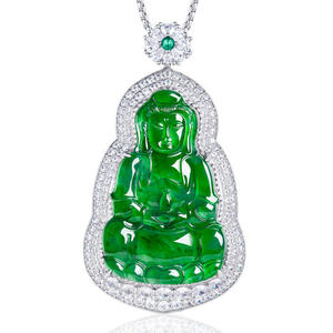 Colgante de Jadeíta Natural Verde Intenso con Diseño de Guanyin, Plata S925, Budismo, UNISEX, Avalokiteshvara, Regalo con Certificado de Tasación C062 - Product Image 1