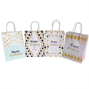 Sacs cadeaux d'anniversaire KM en papier kraft avec poignées, écologiques, pour fêtes, vente en gros, stock disponible, prix d'usine, livraison rapide - Product Image 1