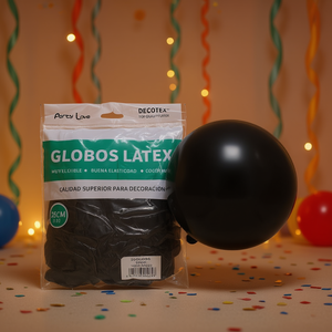 Party Love Latex <b>Balloons</b> 25cm Black R10 50pcs Bag For Decoration - Product Image 2