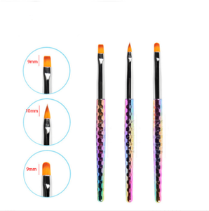 Lot de 3 pinceaux à ongles à manche métallique dégradé, plats, 3D, ronds, pour la peinture au gel et les détails de manucure - Product Image 6