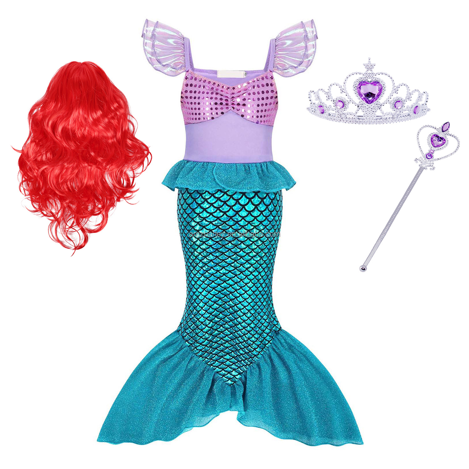 Little Mermaid Ariel Princess Dress Cosplay Costume for Kids - Perfect  Halloween Outfit with Accessories