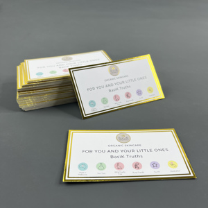 Cartes de visite de luxe en gros avec bordure dorée, cartes personnalisées imprimées avec insert en feuille d'or, cartes d'emballage pour marque cosmétique - Product Image 2