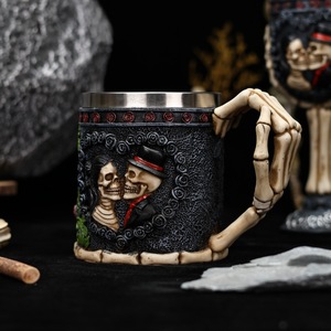 Tazas Creativas y Únicas con Diseño de Fantasma, Taza de Matrimonio con Esqueleto de Halloween, Taza de Cerveza y Café de Acero Inoxidable, Taza de Pareja con Calavera 3D de Resina - Product Image 2