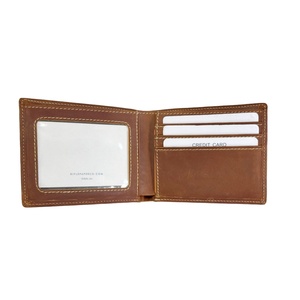 Boshiho Custom Logo Wholesale Genuine Cowhide Leather Branded Minimalist Slim Luxury Designer Bifold Men <b>Wallets</b> - Product Image 2