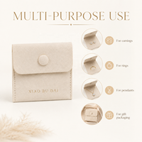 Pochette en microfibre avec bouton pression pour boucles d'oreilles, bagues, pendentifs, emballage cadeau, rangement de bijoux