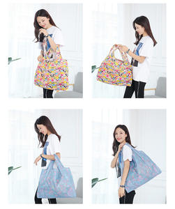 Vietnam Factory Promotion Custom Reusable Cartoon Pattern <b>Folding</b> Shopping <b>Bags</b> Tear Resistant Polyester Nylon Waterproof - Product Image 4