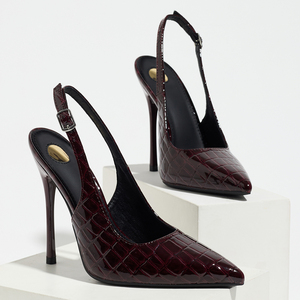 Eleganti Tacchi a Spillo Bordeaux in PU con Punta Affusolata e Cinturino Sottile alla Caviglia, Ideali per Appuntamenti, Club e Occasioni Serali - Product Image 2