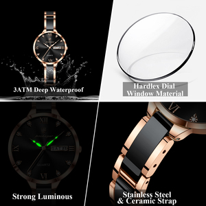 Montre à quartz pour femme Poedagar 506, bracelet en acier inoxydable de luxe, lumineuse, étanche - Product Image 4