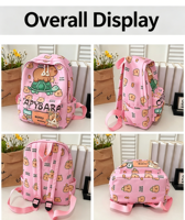 Sac à dos enfant personnalisé avec imprimé capybara, léger, bretelles réglables, respirant, décompression, pour l'école primaire