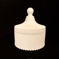 Détail marier aller rond Cristal blanc Carrousel geo coupe cire tasse dépoli Bocal En Verre noir mat Pour 200ml Pot de Bougie Avec Couvercle