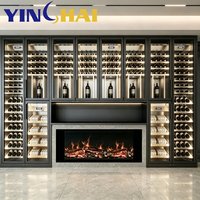 YINGHAI Armoire à vin à température constante en acier inoxydable noir avec LED pour salon, villa, bar