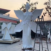 Grande sculpture d'ange en fibre de verre pour l'extérieur Statue de jardin moderne en résine personnalisée