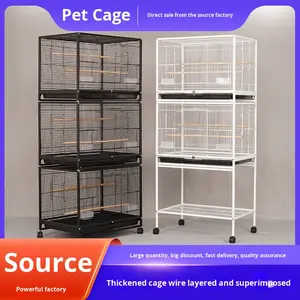 Gabbia per Uccelli Impilabile in Ferro per Allevamento di Pappagalli, Agapornidi, Cocorite e <span class=keywords><strong>Cockatiel</strong></span>, Spazio Extra Large con Supporto Mobile - Product Image 5