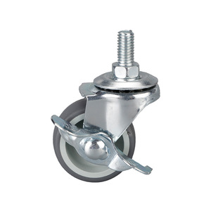 Furniture Caster 1.5 Inch Tpr Wheel Threaded Stem With Brake Industrial Use Zinc Alloy Plain Bearing Durable - Product Image 4