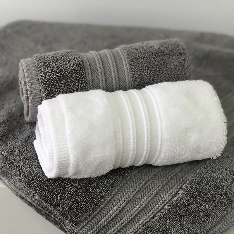 Factory wholesale 5 star hotel grey and white towel hand towels 100% cotton