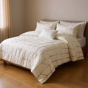 ชุดเครื่องนอน 8 ชิ้น ผ้าฝ้ายทอ 100% ลายดอกไม้ ขนาดคิงควีน สไตล์โมเดิร์น - Product Image 2
