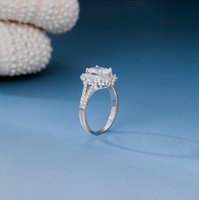 Bague de fiançailles classique ovale double rangée à quatre griffes en moissanite 2 carats en argent sterling S925, vente en gros
