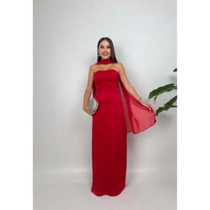 Elegante Vestido de Satén sin Tirantes, Corte Ajustado, Cintura Natural, Color Rojo, Vestido Largo Formal para Mujeres, Eventos Profesionales - Product Image 1