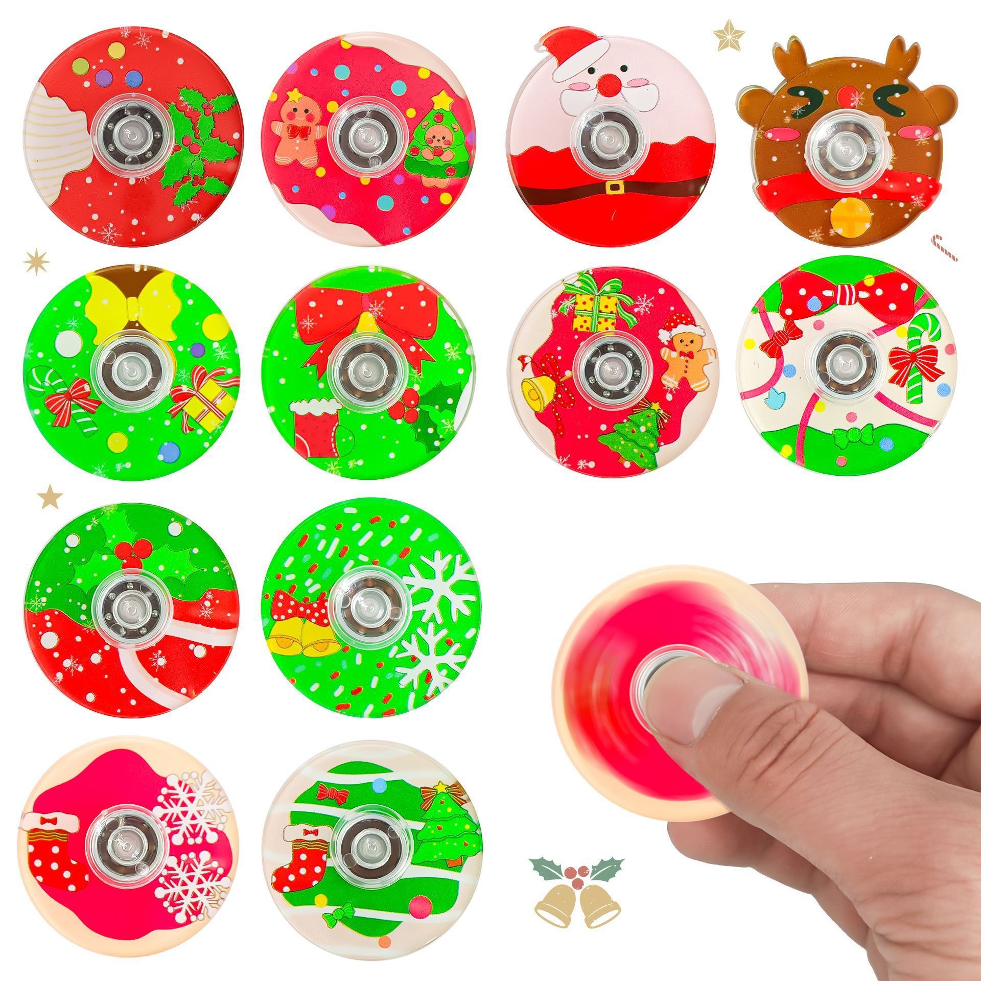 Acrylic round christmas spinning top-mixed style-8g