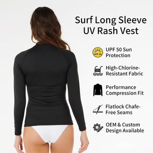 Custom Surf Long Sleeve UV <strong>Rash</strong> <strong>Vest</strong> for <strong>Women</strong> Wholesale UPF 50+ Swimwear Shirt Swim <strong>Rash</strong> Guard OEM Rashguard - Product Image 2