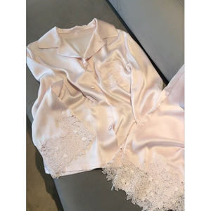 Pijamas de Encaje y Seda para Mujer, Nueva Colección Primavera-Otoño, Conjunto de Dos Piezas Suave y Cómodo - Product Image 6