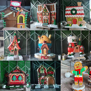 Commercial Large Candy Gingerbread House Background Fiberglass Figurine <strong>Village</strong> Ornaments Outdoor <strong>Christmas</strong> Decorations - Product Image 3
