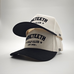 Two Tone 5 Panel Baseball Cap Custom Embroidery Logo Low MOQ OEM Hip Hop Street Culture Fashionable Slouchy Fit <b>Hat</b> - Product Image 3