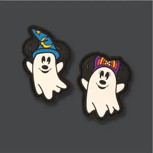 Pvc patch Custom halloween Soft Pvc rubberized silicone 3D halloween chenille embroidery iron on Patches