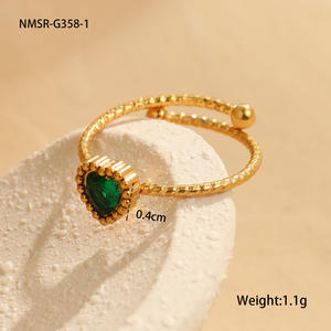 Elegante Anillo Retro de Amor con Circón de Acero Inoxidable de Diseño Exclusivo Chapado en Oro de 18k Anillo Abierto con Circonita Cúbica para Dedo - Product Image 6