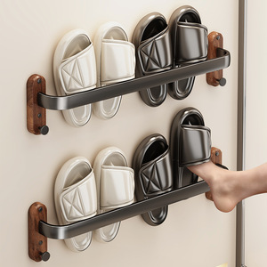 Bathroom Walnut Slipper Rack Wall Mounted 60X70cm Durable Storage <b>Shelf</b> For Toilet <b>Corner</b> Use - Product Image 1