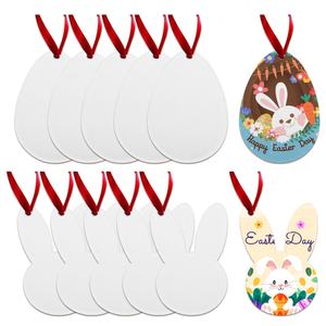 Pendentif de Pâques vierge pour sublimation Novelsub, ornements en acrylique personnalisables à faire soi-même, impression recto, motif lapin et œuf mignon, promotionnel - Product Image 6