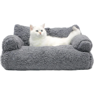 Cama para mascotas Sherpa, lavable, para gatos de interior, sofá calmante para gatos, cama suave para mascotas, sofá para cachorros, cama para perros - Product Image 1