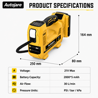 Compresseur d'air portable sans fil 21V 160 PSI avec pompe électrique numérique à arrêt automatique et LED pour voiture, vélo, ballon (OEM)