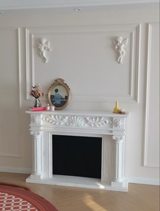 Indoor classico francese di lusso intagliato in marmo di natale camino Surround <span class=keywords><strong>scultura</strong></span> con fantasia moderna curva bianca Design - Product Image 4