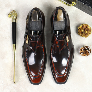 Nuevo Calzado de Moda Masculina, Zapatos Casuales de Negocios VALENTINA, de Cuero Lacado Brillante, con Cordones, Punta Puntiaguda, Antideslizantes y Ligeros - Product Image 4