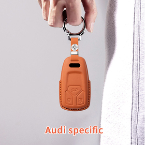Pochette de protection populaire en cuir de luxe pour clé de voiture, résistante aux rayures, au toucher doux, pour télécommande Audi S4, clé intelligente, accessoire <span class=keywords><strong>d</strong></span>écoratif automobile - Product Image 4