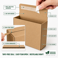 Boîte en carton ondulé écologique Zipper Carton-2 pour supermarché, emballage aérien et postal, facile à déchirer, sans ruban adhésif, pliable, en papier kraft
